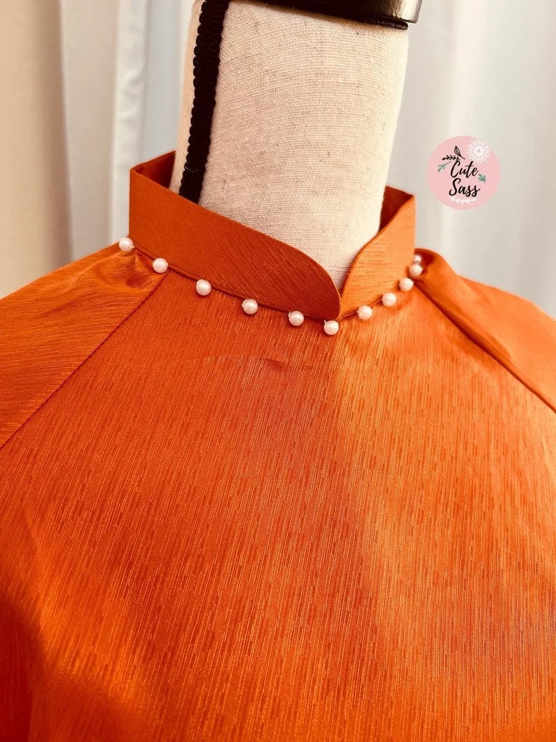 Plain Pearls Ao Dai Set | Pre-made Traditional Vietnamese Ao Dai| Women Ao Dai with Pants | Lunar New Year| Ao Dai Truyen Thong | D1