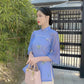 Purple Bow Modern Temple Set | Pre-made Traditional Vietnamese Phap Phuc| Lunar New Year| Ao Dai Truyen Thong|Women Ao Dai with Pants