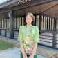 Green Lotus Modern Temple Set | Pre-made Traditional Vietnamese Phap Phuc| Lunar New Year| Ao Dai Truyen Thong|Women Ao Dai with Pants