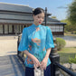 Blue Lotus Modern Temple Set | Pre-made Traditional Vietnamese Phap Phuc| Lunar New Year| Ao Dai Truyen Thong|Women Ao Dai with Pants