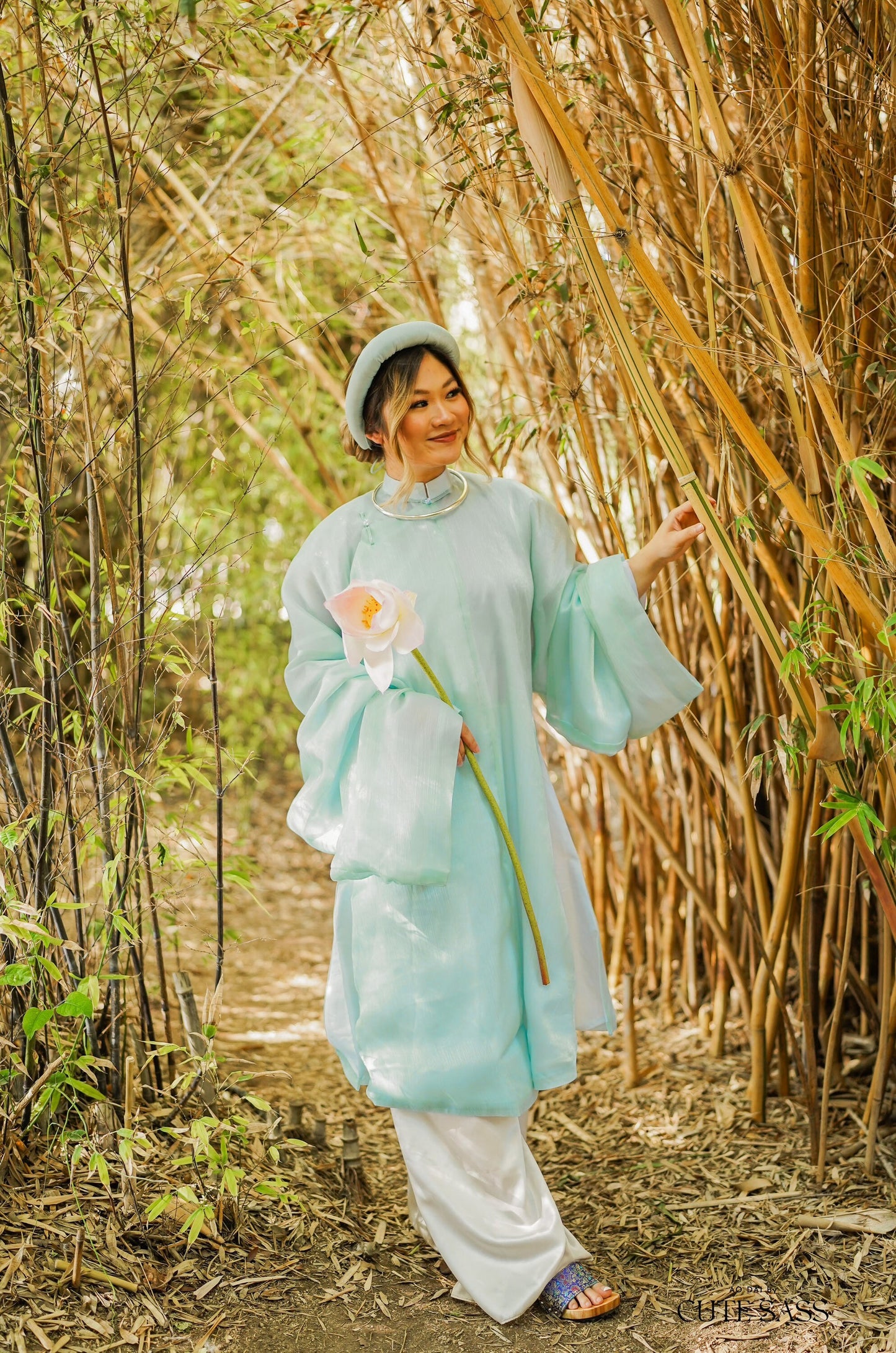 Áo Tấc - Mint Blue (Top and Headband, No Pants) | Ao Tac | Áo Ngũ Thân Tay Thụng | Ao Dai Truyen Thong | Pre-made Vietnamese Viet Phuc|M3 M1