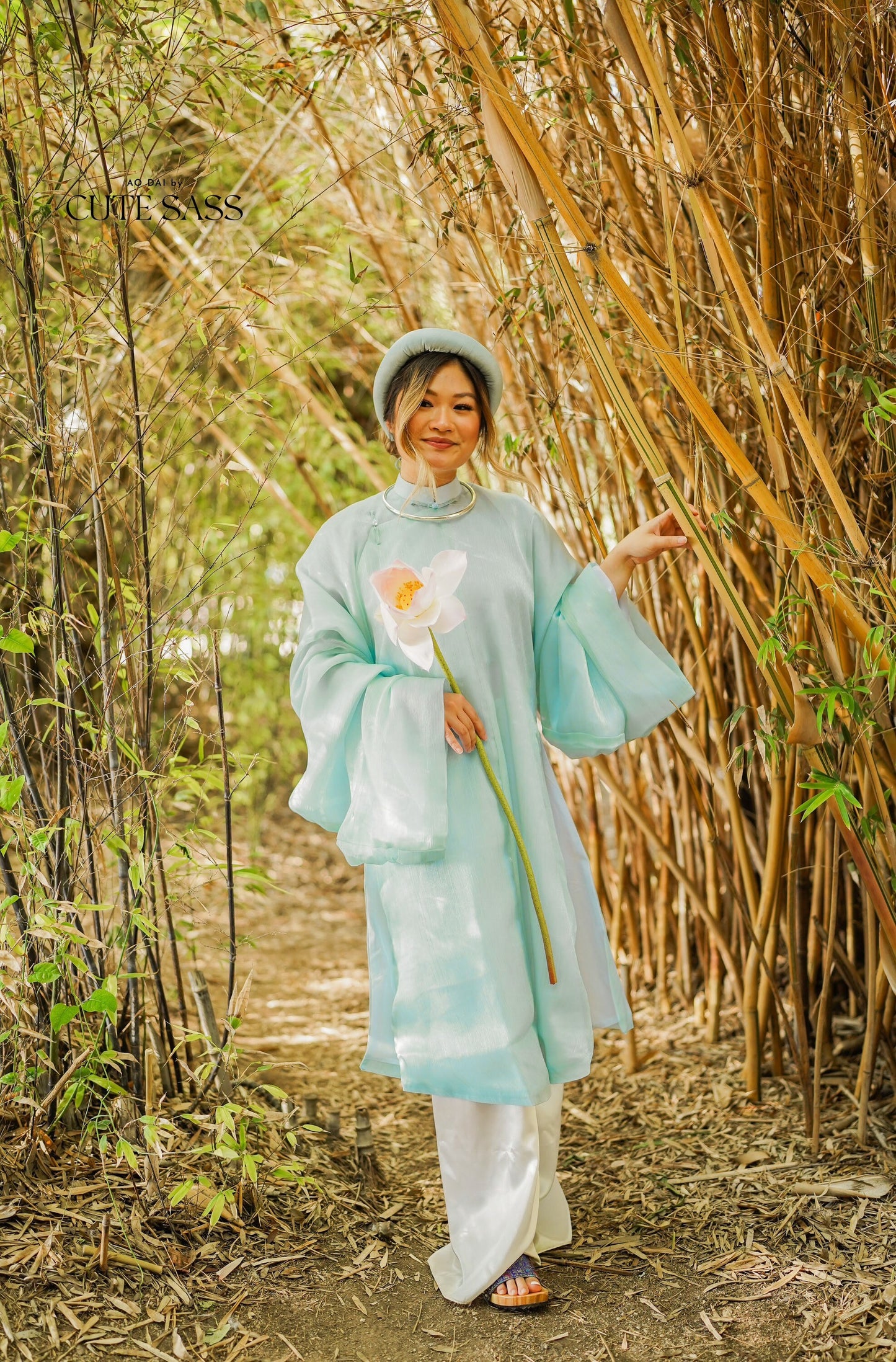 Áo Tấc - Mint Blue (Top and Headband, No Pants) | Ao Tac | Áo Ngũ Thân Tay Thụng | Ao Dai Truyen Thong | Pre-made Vietnamese Viet Phuc|M3 M1