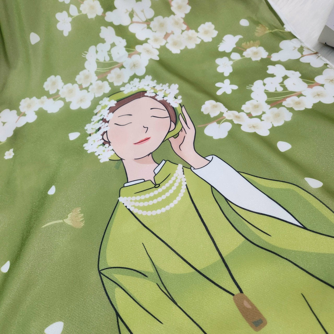 Shifted Green Spring Ao Dai Set | Pre-made Modernized Vietnamese Ao Dai| Women Ao Dai with Pants| Lunar New Year| Ao Dai Cach Tan