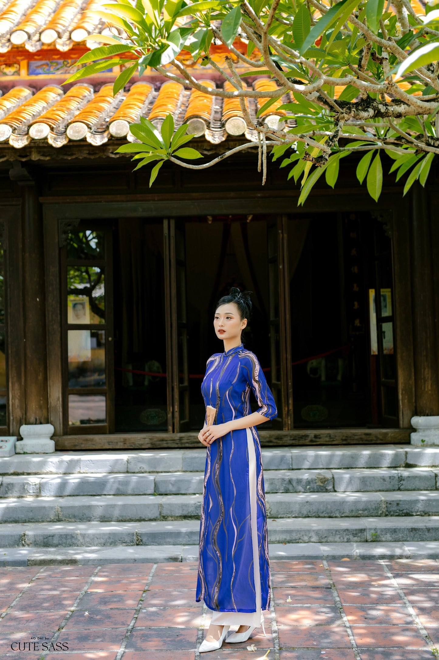 Vien Collection - Water Element Ao Dai Set | Pre-made Traditional Women Ao Dai with Pants | Lunar New Year| Ao Dai Truyen Thong