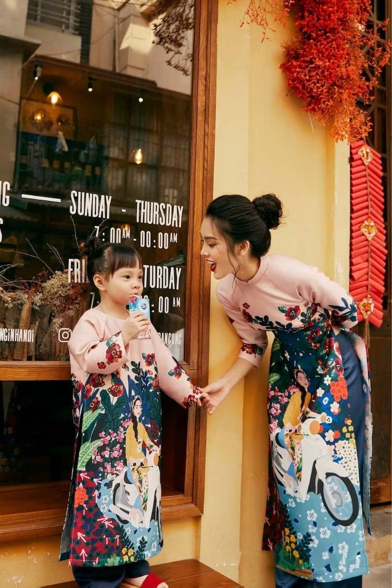 Girl Scenery Ao Dai Set | Pre-made Traditional Vietnamese Ao Dai | Lunar New Year | Ao Dai for Girl | Ao Dai Tet | B1