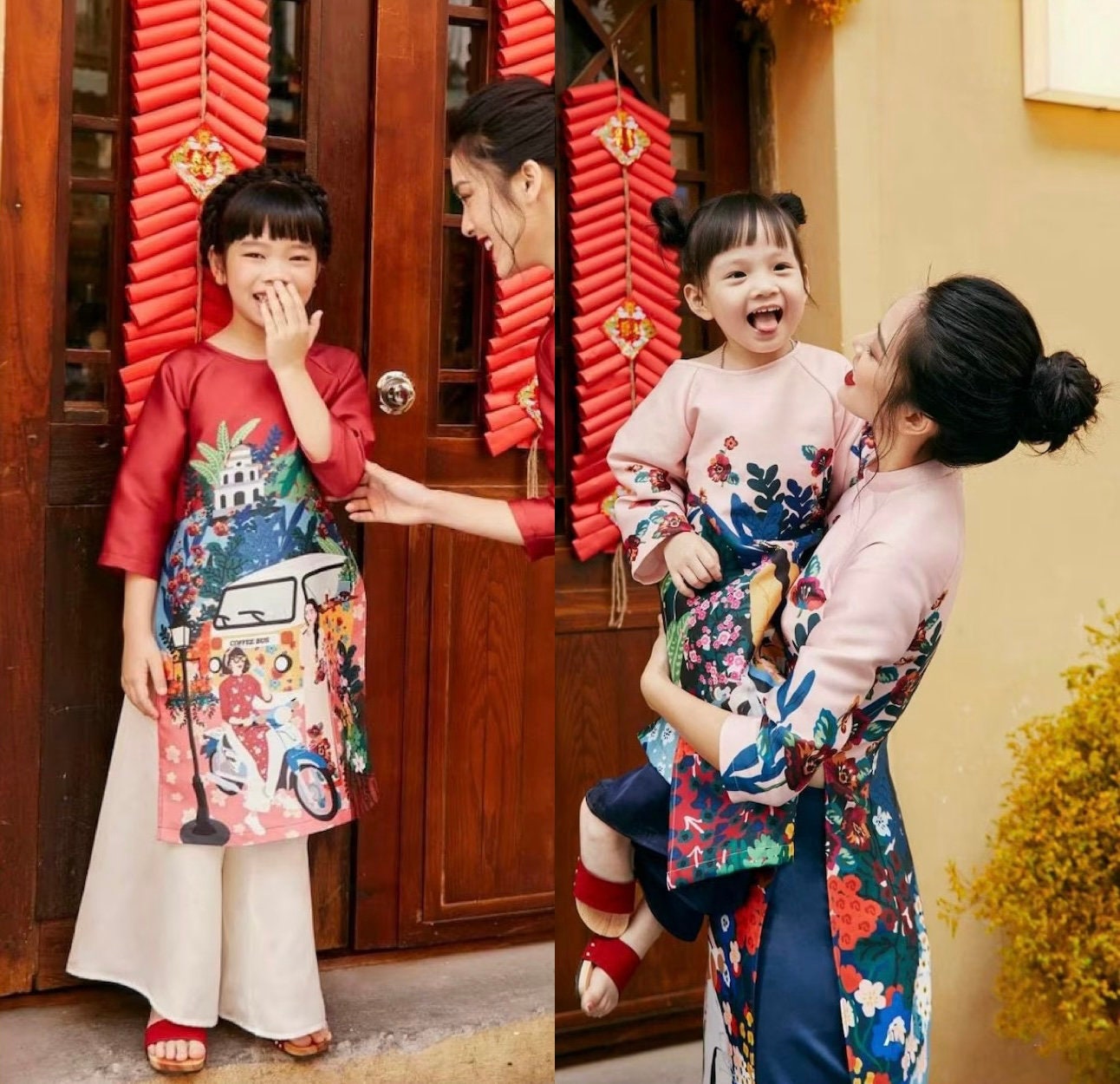 Girl Scenery Ao Dai Set | Pre-made Traditional Vietnamese Ao Dai | Lunar New Year | Ao Dai for Girl | Ao Dai Tet | B1