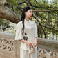 White Embroidery Temple Set | Pre-made Traditional Vietnamese Ao Dai| Lunar New Year| Ao Dai Truyen Thong|Women Ao Dai with Pants|M6