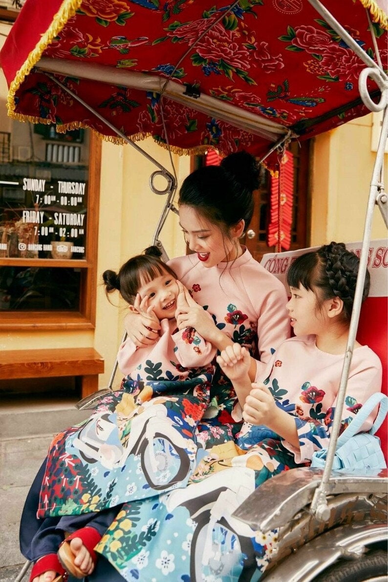 Girl Scenery Ao Dai Set | Pre-made Traditional Vietnamese Ao Dai | Lunar New Year | Ao Dai for Girl | Ao Dai Tet | B1
