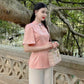 Gam Neck Detail Temple Set (White, Pink)| Pre-made Traditional Vietnamese Ao Dai| Lunar New Year|Do Lam|Phap Phuc|Women Ao Dai with Pants|M4