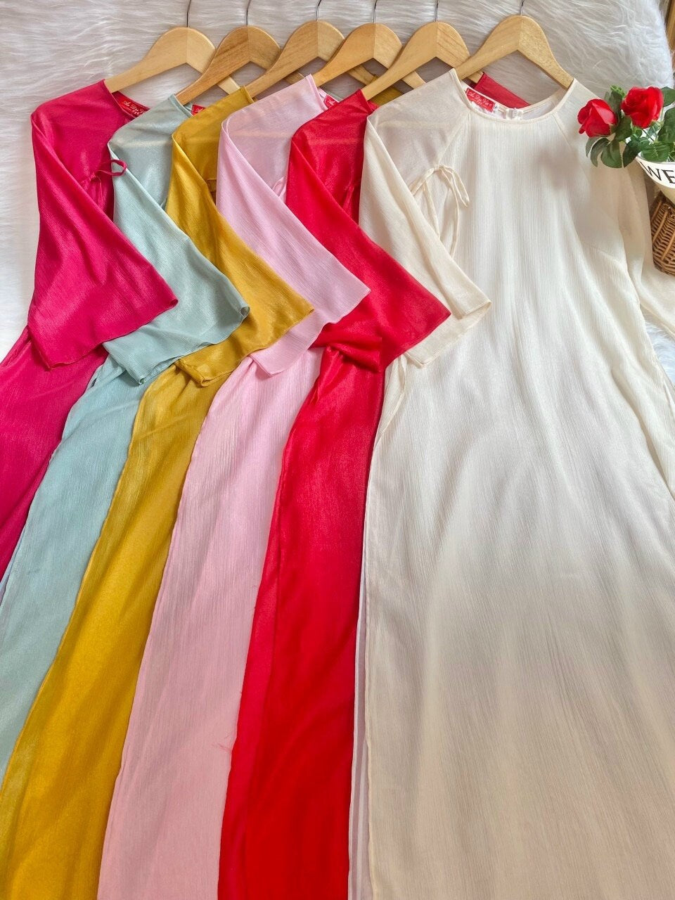 Shifted Chiffon Ao Dai Top Only, NO PANTS (6 Colors)