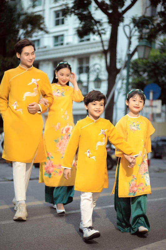 Family Yellow Koi/Floral Ao Dai Set