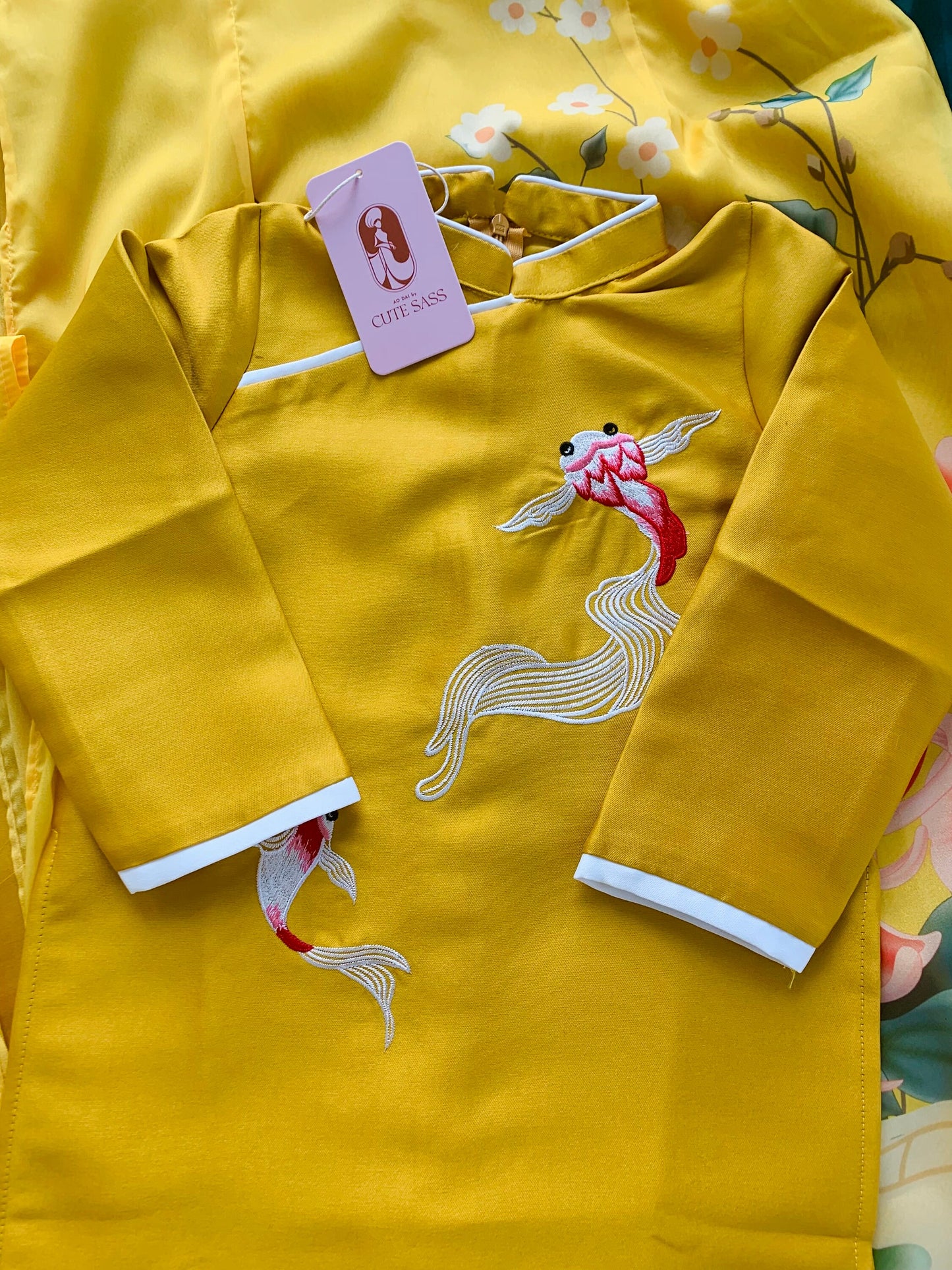 Family Yellow Koi/Floral Ao Dai Set