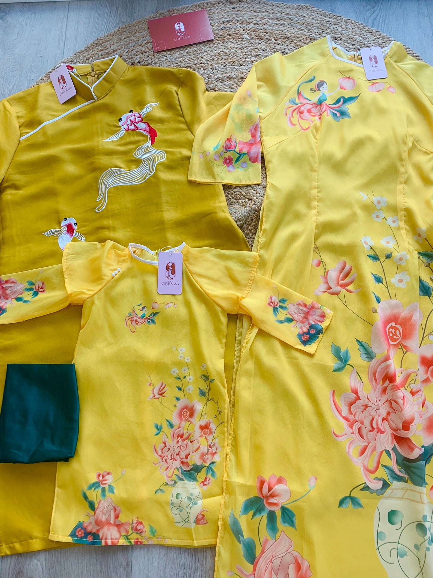 Family Yellow Koi/Floral Ao Dai Set