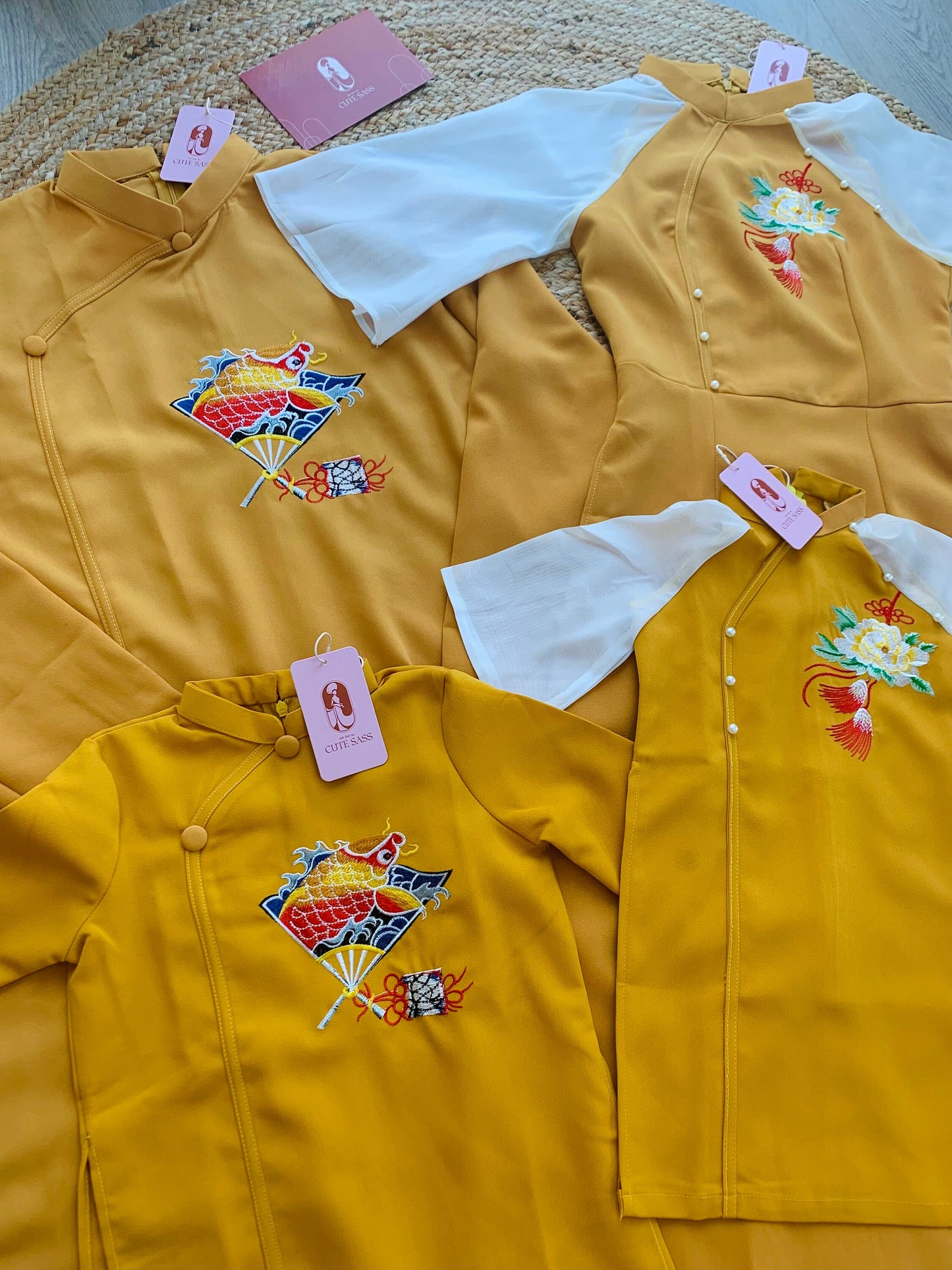 Family Yellow Pearls Ao Dai Set (No Headband)