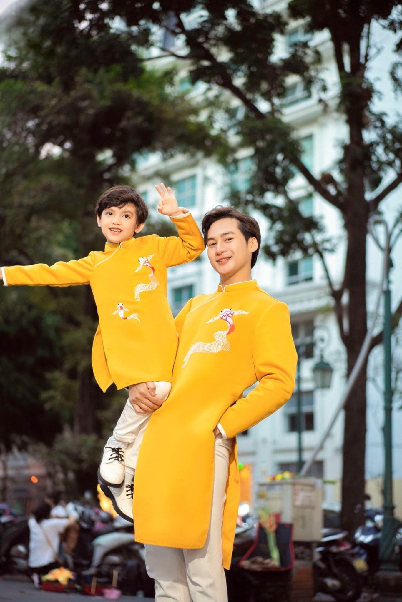 Family Yellow Koi/Floral Ao Dai Set