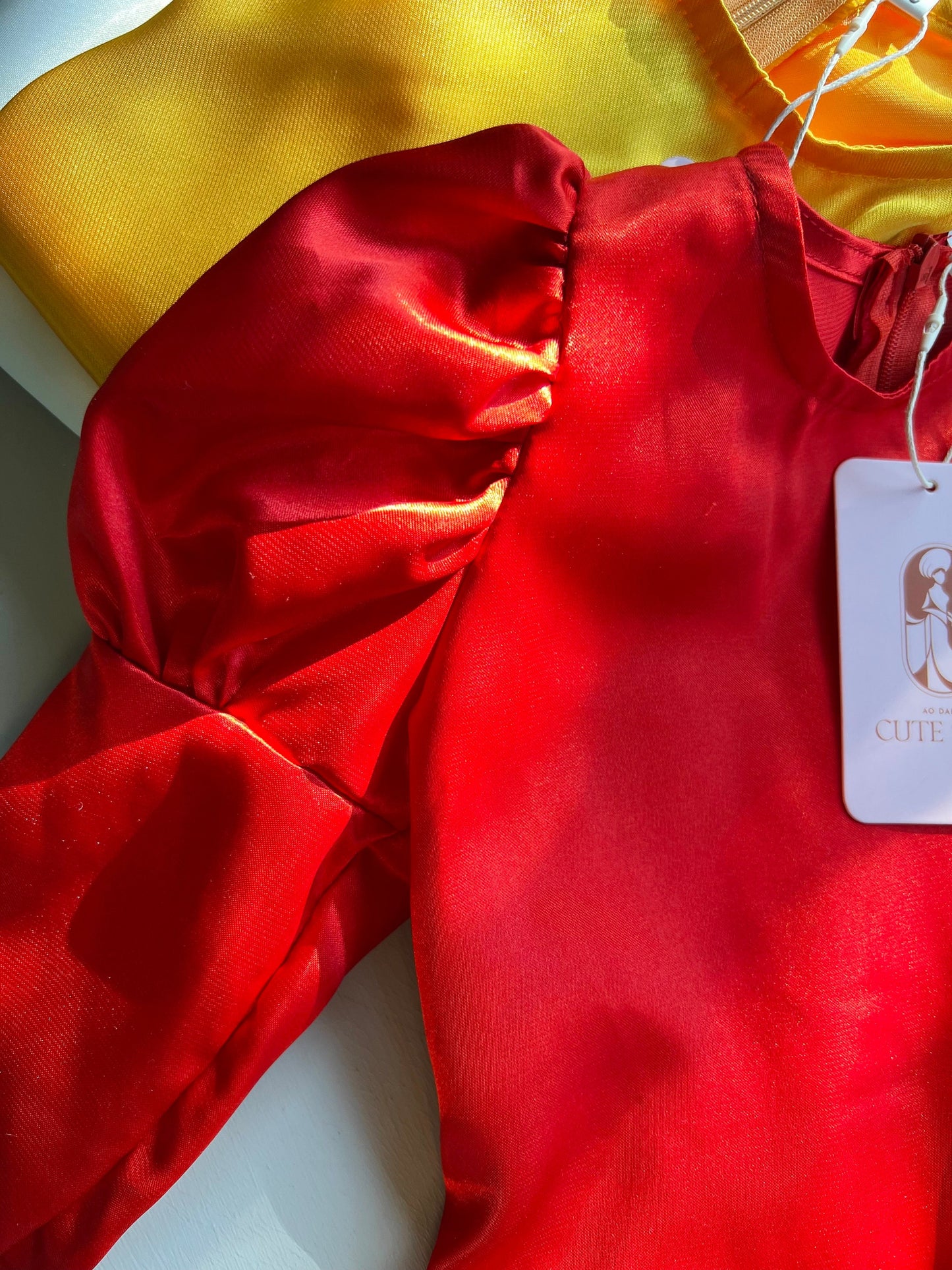 Girl Satin Ao Dai Set (White, Yellow, Red) | Pre-made Traditional Vietnamese Ao Dai | Vietnamese Girl Ao Dai| Lunar New Year| Kid Ao Dai |B2