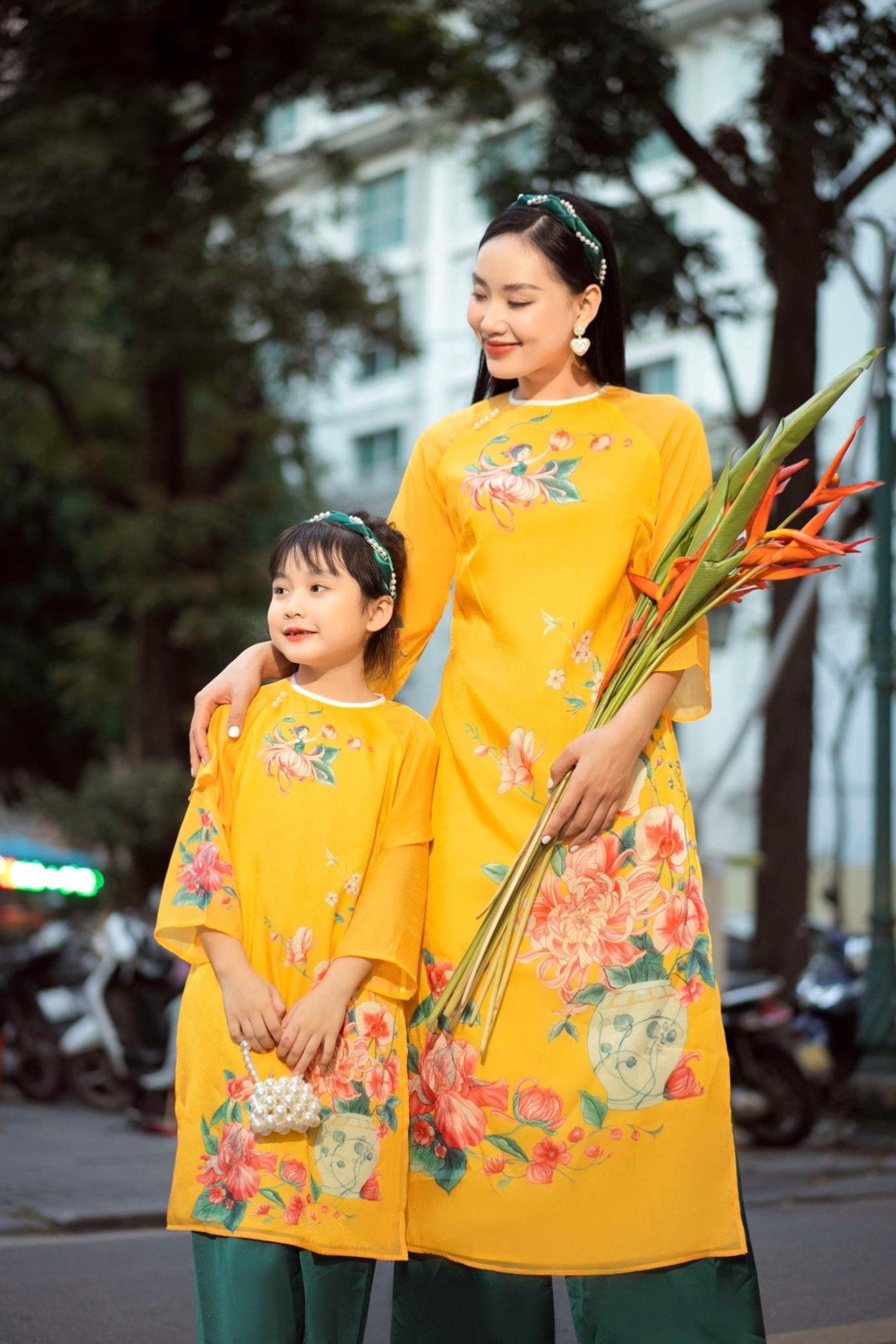 Family Yellow Koi/Floral Ao Dai Set