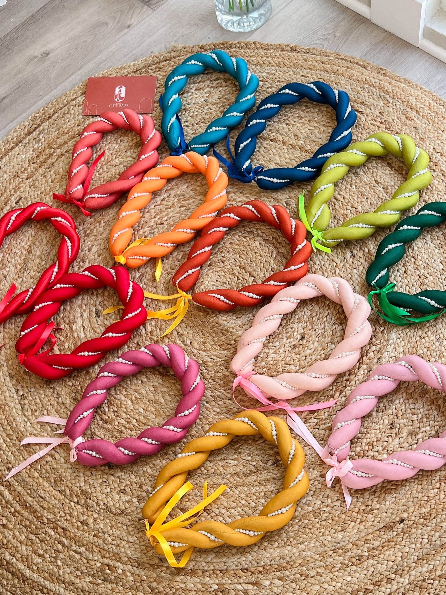 Twisted Pearl Headband (Mấn) - White, Pink, Red