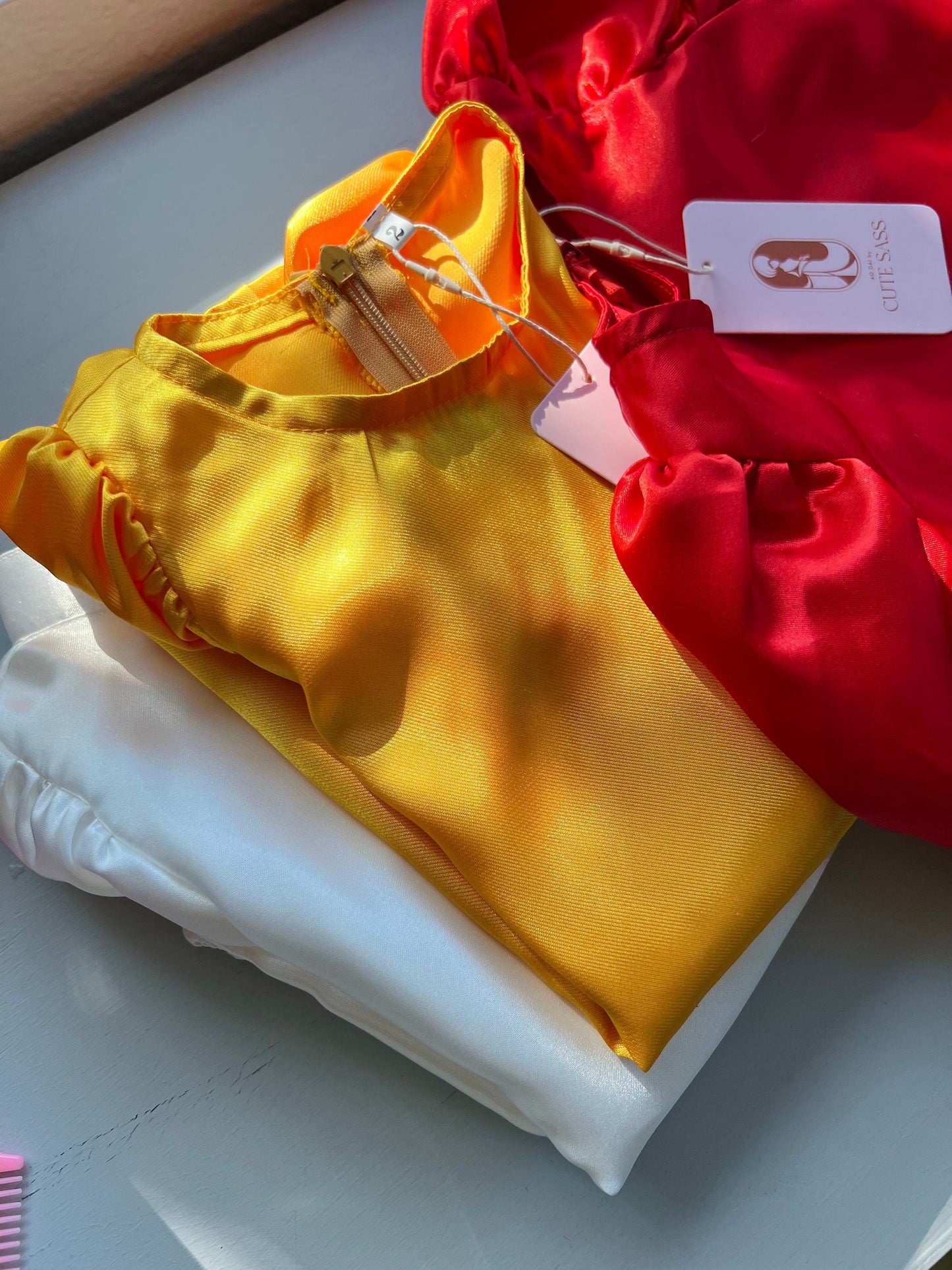 Girl Satin Ao Dai Set (White, Yellow, Red) | Pre-made Traditional Vietnamese Ao Dai | Vietnamese Girl Ao Dai| Lunar New Year| Kid Ao Dai |B2