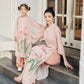 Mom and Daughter Blush Chiffon Tulip Ao Dai Set| Pre-made Traditional Vietnamese Ao Dai | Lunar New Year | Ao Dai for Girl, Mom