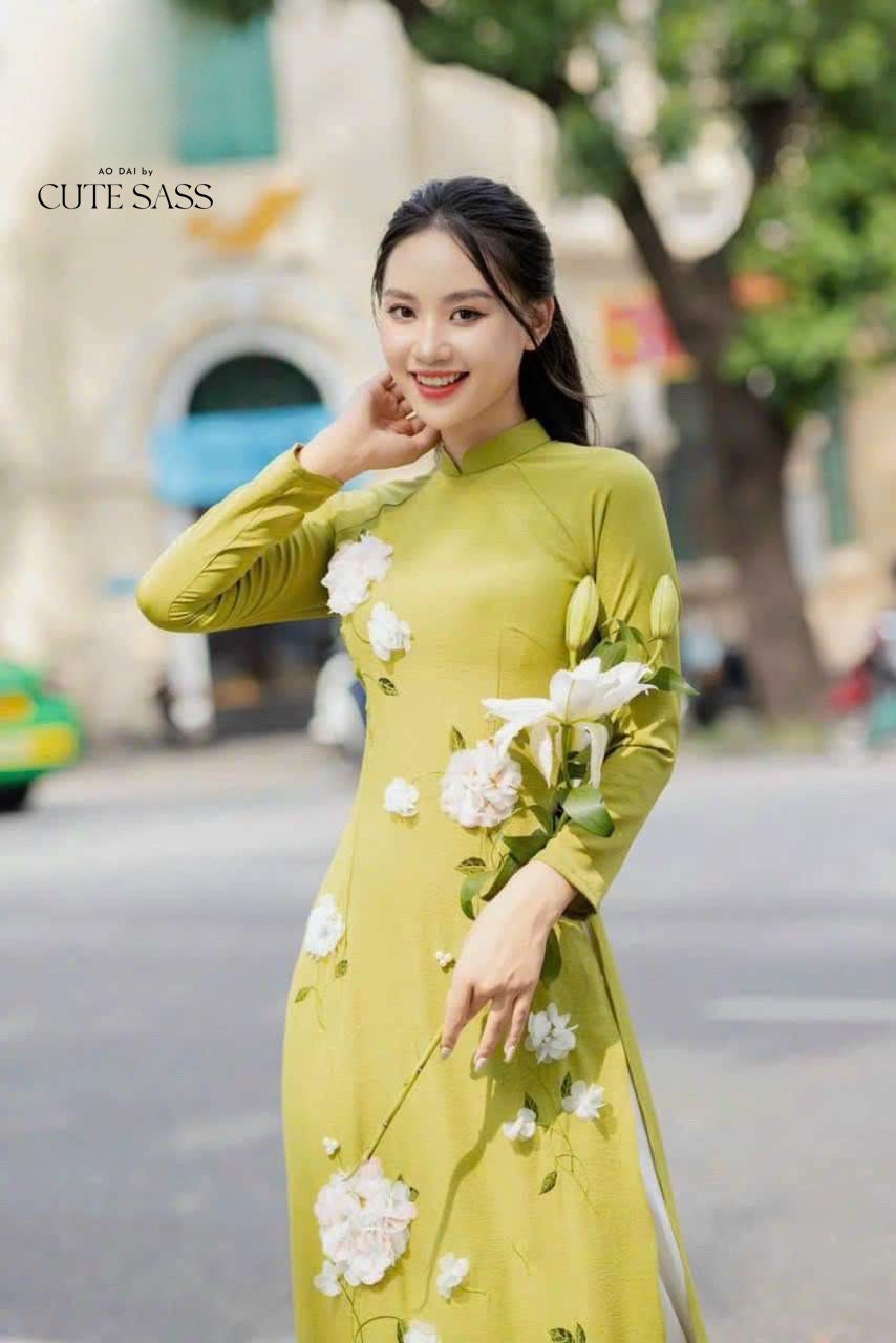 Hydrangea 3D Ao Dai Top Only, NO PANTS (4 Colors) |Pre-made Modernized Vietnamese Ao Dai | Lunar New Year| Ao Dai Truyen Thong|L3