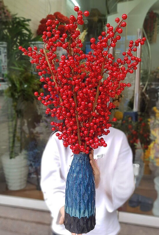 Red Berry Stem 40" Tall - Tet Decoration