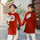 Sibling Red Chipmunk Ao Dai Set | Pre-made Traditional Vietnamese Ao Dai | Lunar New Year | Ao Dai for Girl, Boy | Pre-made Kid Ao Dai |