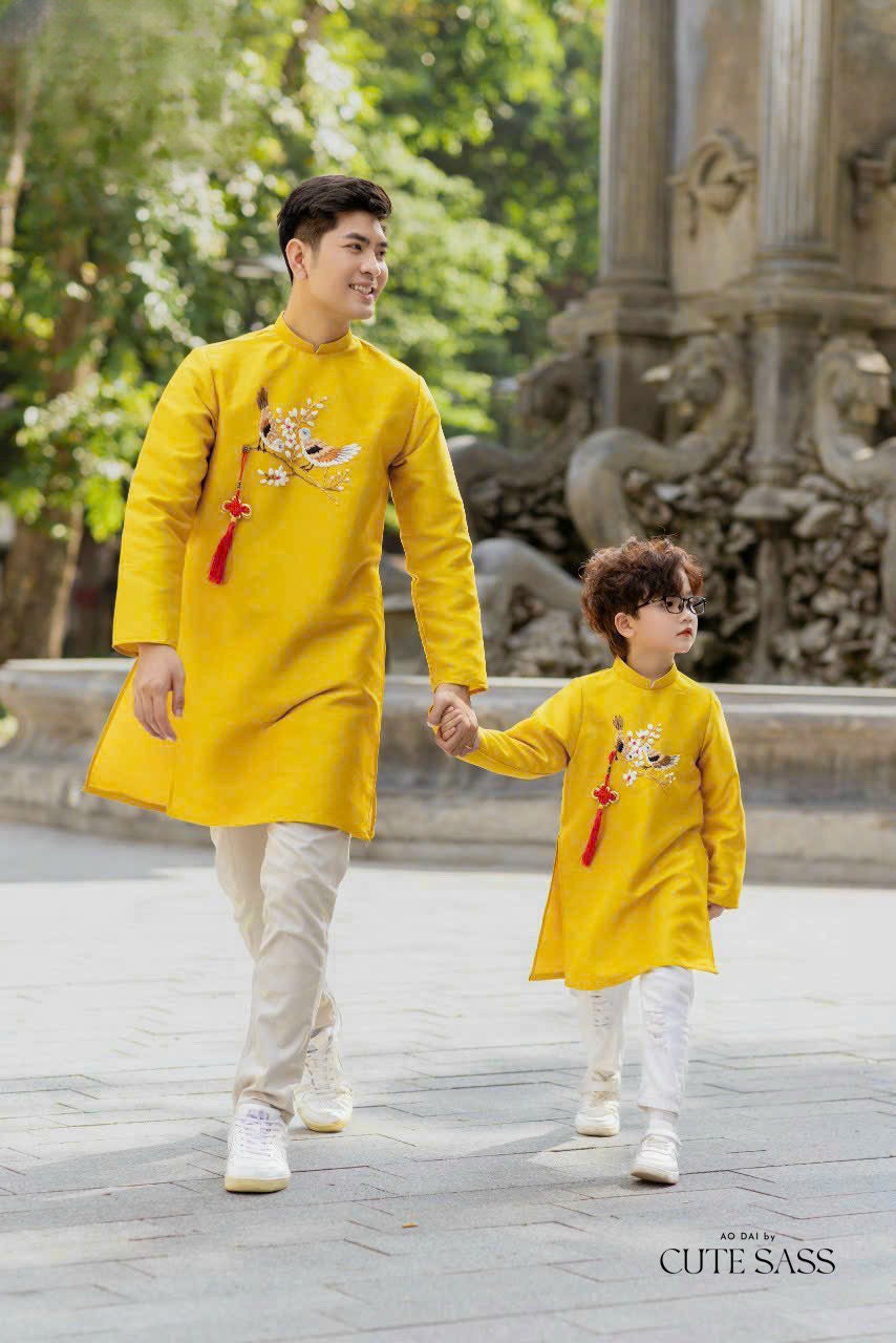 Family Yellow Ribbon Ao Dai Set (No Headband)
