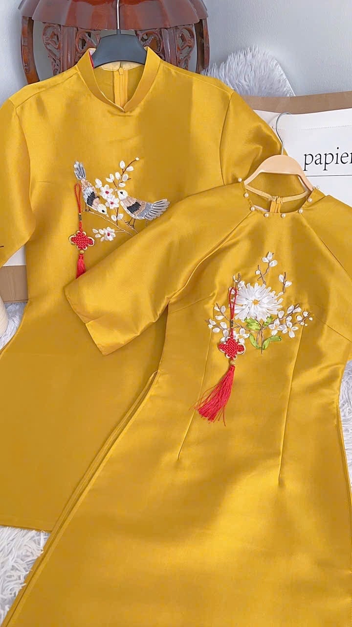 Family Yellow Ribbon Ao Dai Set (No Headband)