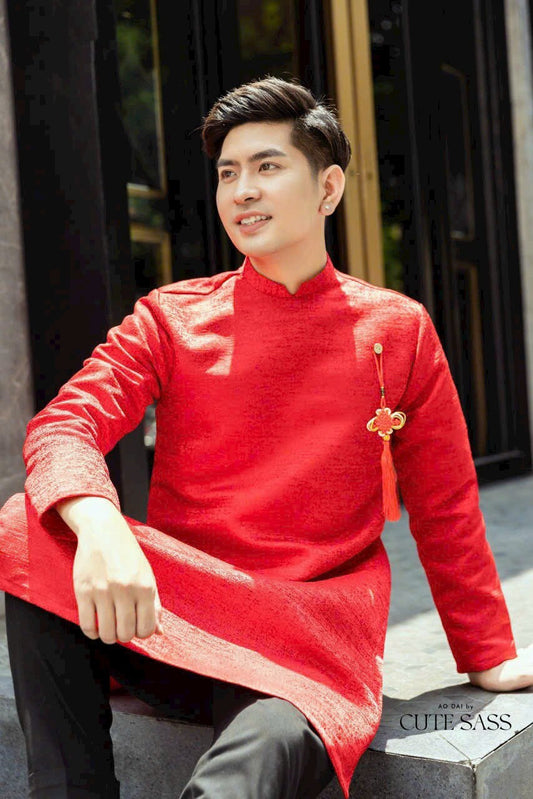 Men Tassels Ao Dai Top (4 Colors) | Pre-made Traditional Vietnamese Ao Dai| Lunar New Year | Ao Dai for Dad, Boy | Ao Dai Tet|