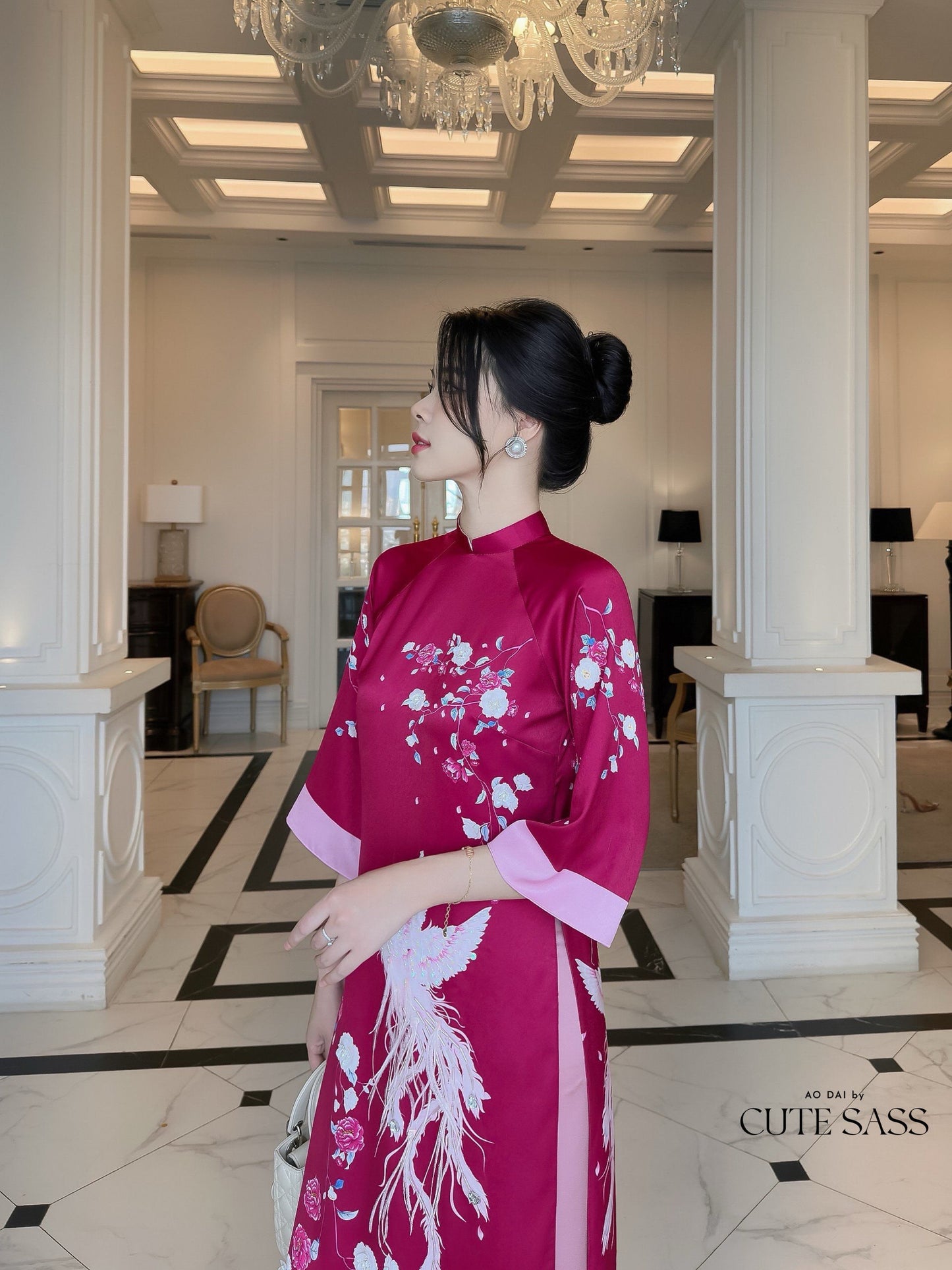 Phi Yen - Hot Pink Ao Dai Set | Pre-made Traditional Vietnamese Ao Dai| Women Ao Dai with Pants | Lunar New Year| Ao Dai Truyen Thong|