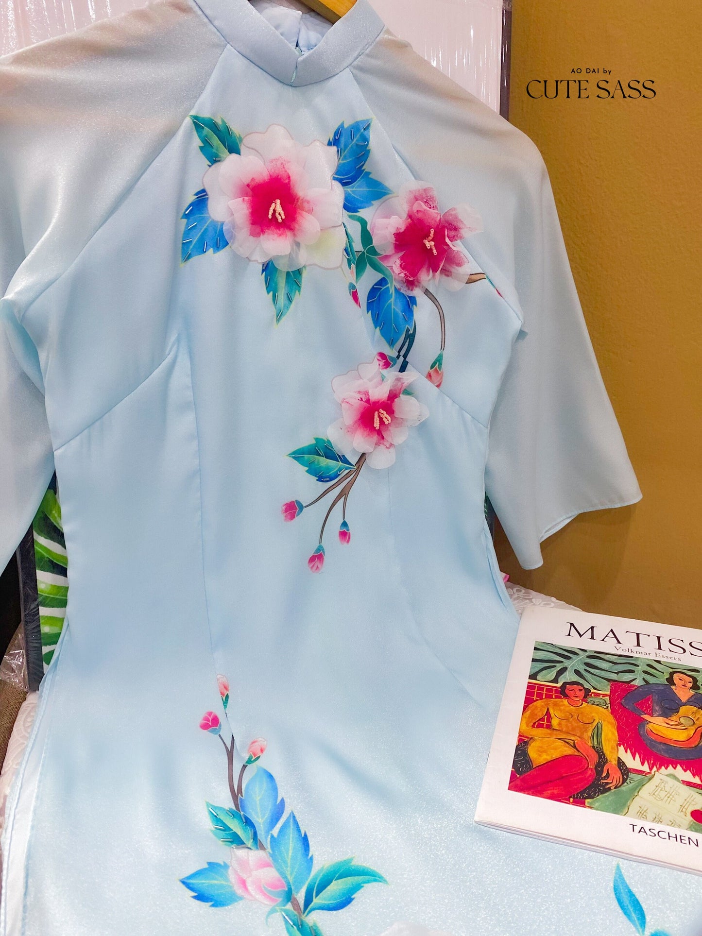 Diep Xuan - Blue Ao Dai Set | Pre-made Traditional Vietnamese Ao Dai| Women Ao Dai with Pants | Lunar New Year| Ao Dai Truyen Thong|