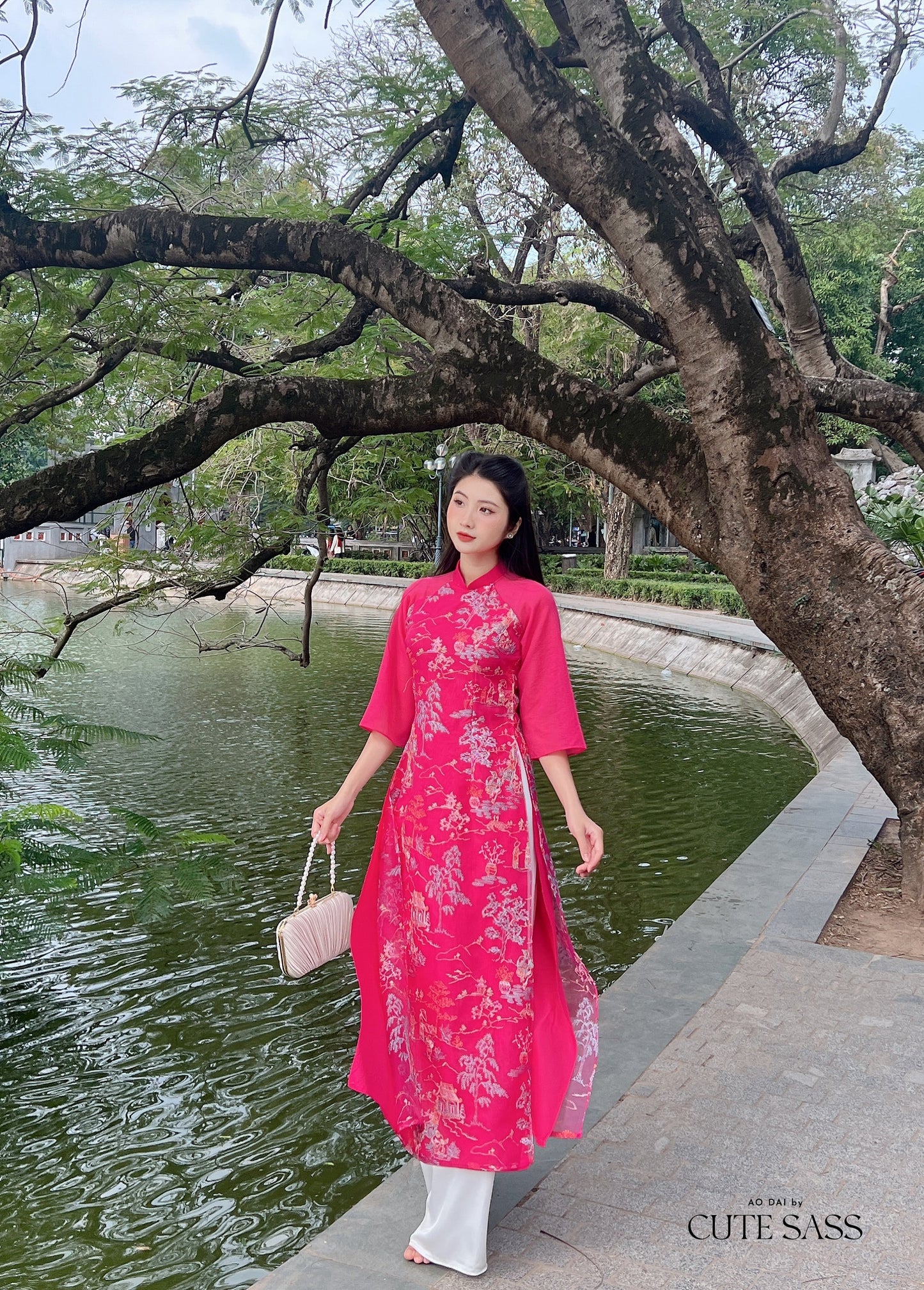 Tu Minh - Hot Pink Ao Dai Set