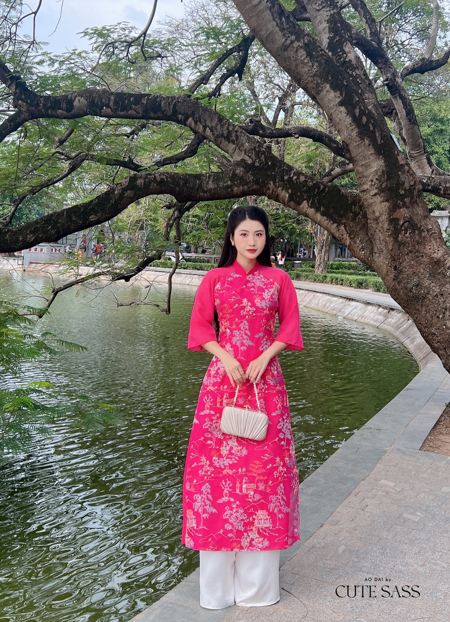 Tu Minh - Hot Pink Ao Dai Set