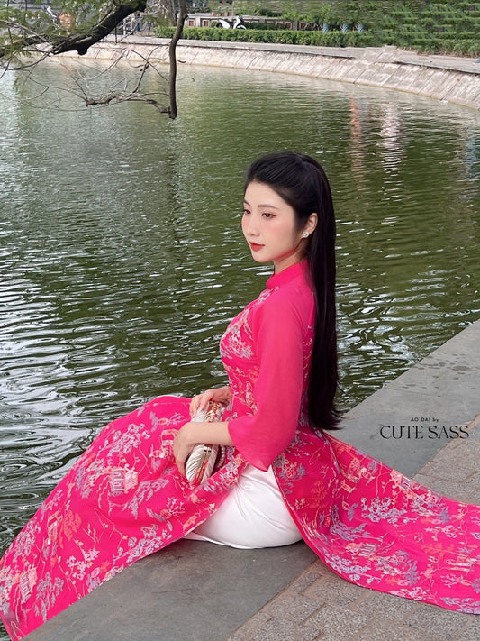Tu Minh - Hot Pink Ao Dai Set