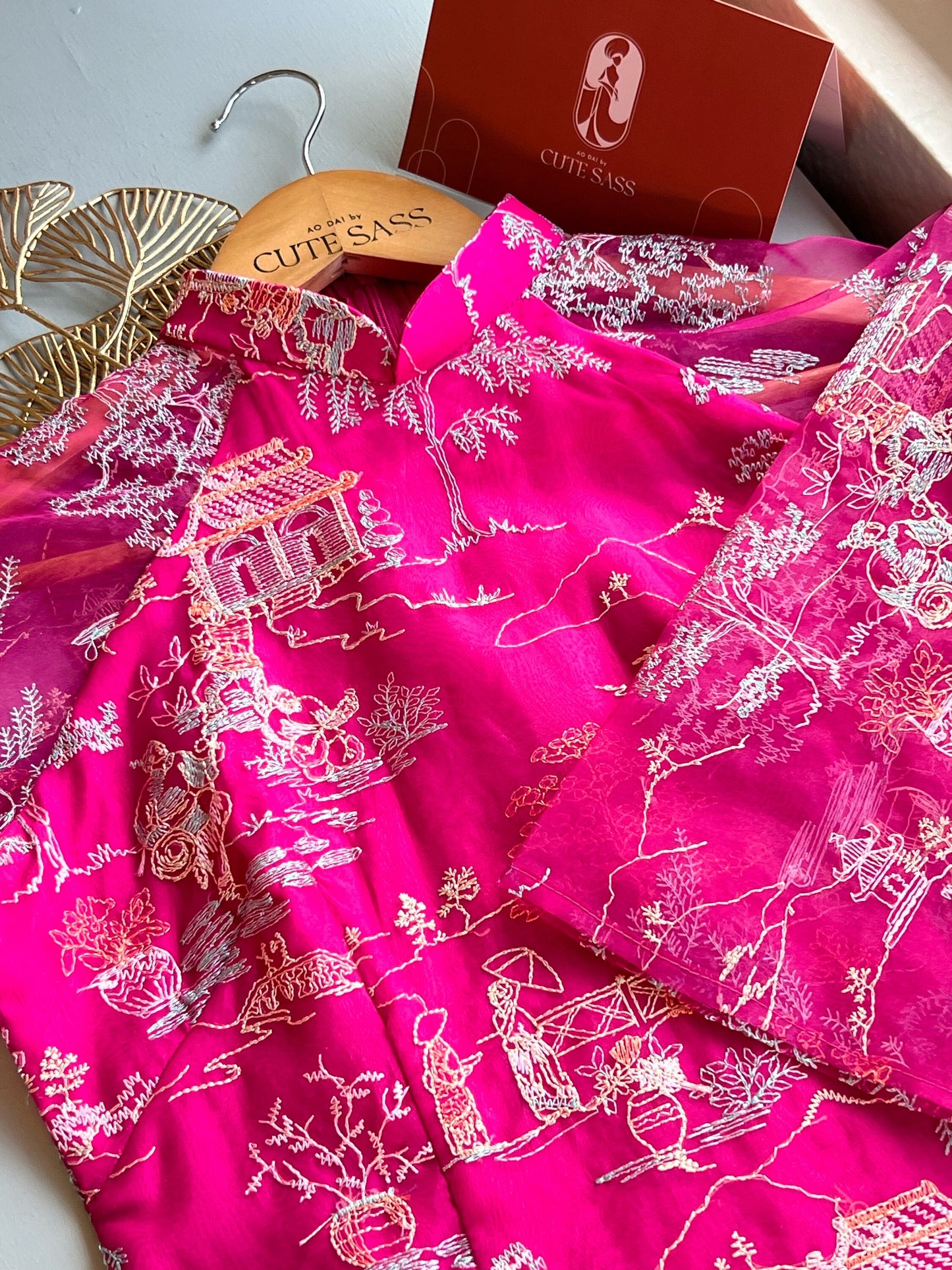 Tu Minh - Hot Pink Ao Dai Set