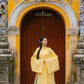 Ao Giao Linh Yellow - Crossed-Collared Robe