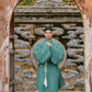 Ao Giao Linh Green - Crossed-Collared Robe