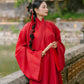 Ao Giao Linh Red - Crossed-Collared Robe