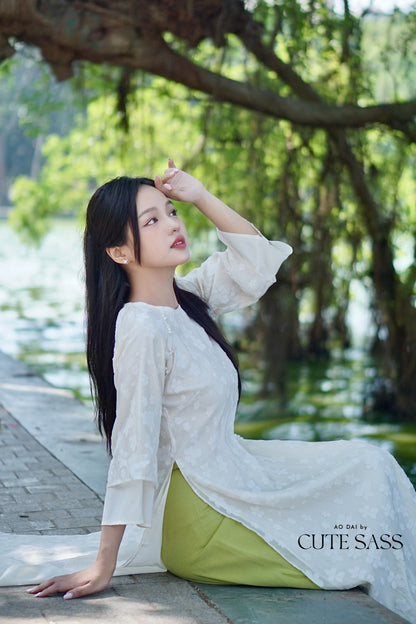 Shifted Mai Pearls Ao Dai Top Only, NO PANTS (5 Colors) FL 10A 10B, 11B 11C
