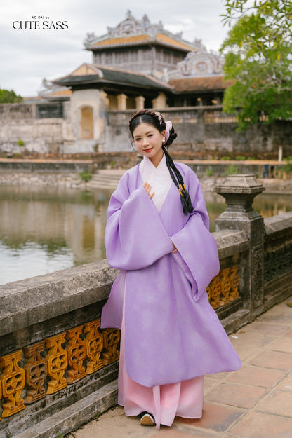 Ao Giao Linh Purple - Crossed-Collared Robe