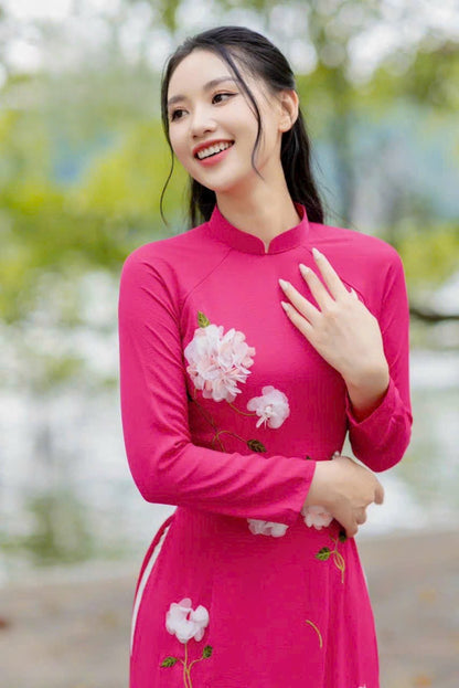 Hydrangea 3D Ao Dai Top Only, NO PANTS (4 Colors) 21C