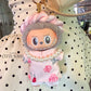 Pink Daisy Mini Vietnamese Ao Dai Set for Labubu – Includes Pants, Headband & Pearl Necklace (Doll Not Included)