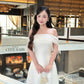 Linh Vy - Aura White Off the Shoulder Ao Dai Top Only, No Pants