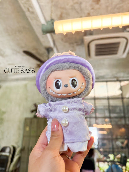 Purple Gam Vietnamese Ao Dai Set for Labubu – Includes Pants & Round Headband (Doll Not Included)