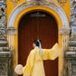 Ao Vien Linh Yellow - Round-Collared Robe