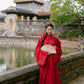 Ao Giao Linh Red - Crossed-Collared Robe
