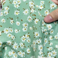 Cyan Daisy Mini Vietnamese Ao Dai Set for Labubu – Includes Pants & Pearl Necklace (Doll Not Included)