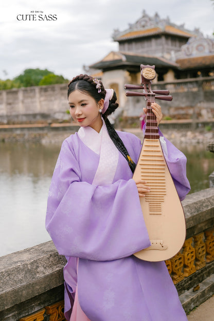 Ao Giao Linh Purple - Crossed-Collared Robe