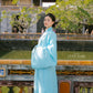 Ao Giao Linh Blue - Crossed-Collared Robe